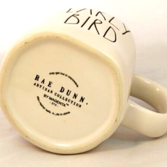 Rae Dunn EARLY BIRD Coffee Cup Mug Artisan Collection by Magenta Matte Finish 5" - Picture 4 of 5